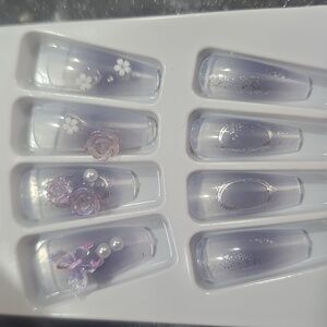 Decorative Lavender 3d Nail Art Set with Butterfly+Floral Designs No File New